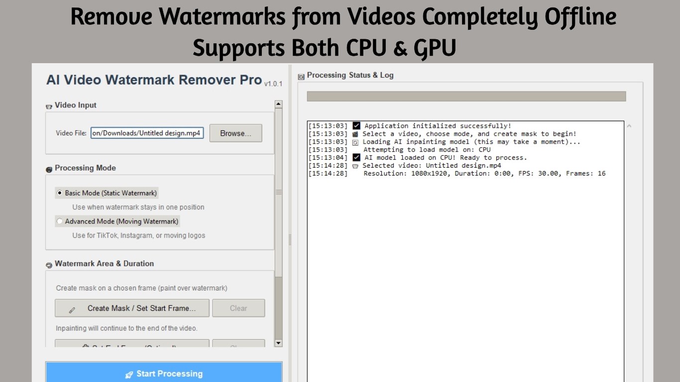 AI Video Watermark Remover Main Interface