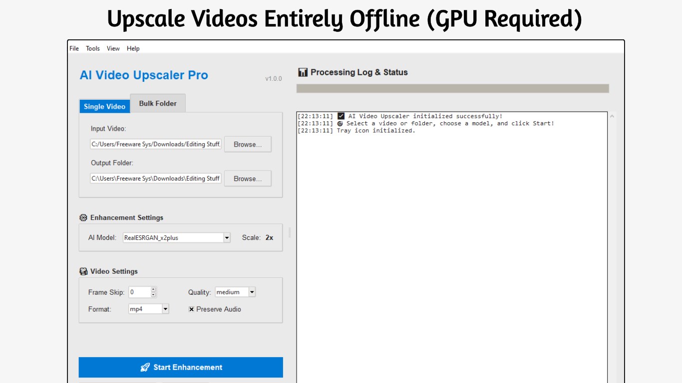 AI Video Upscaler Main Interface