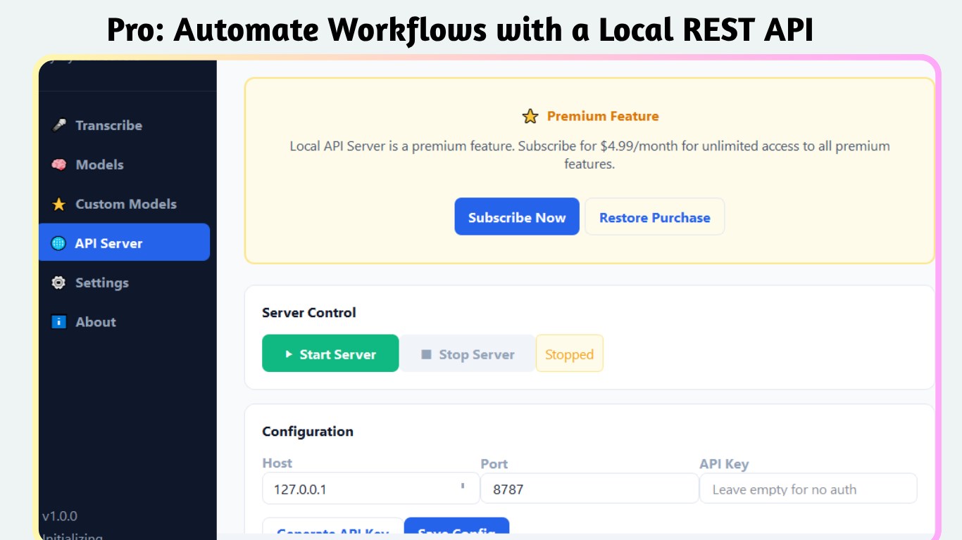 Pro — Local REST API Server