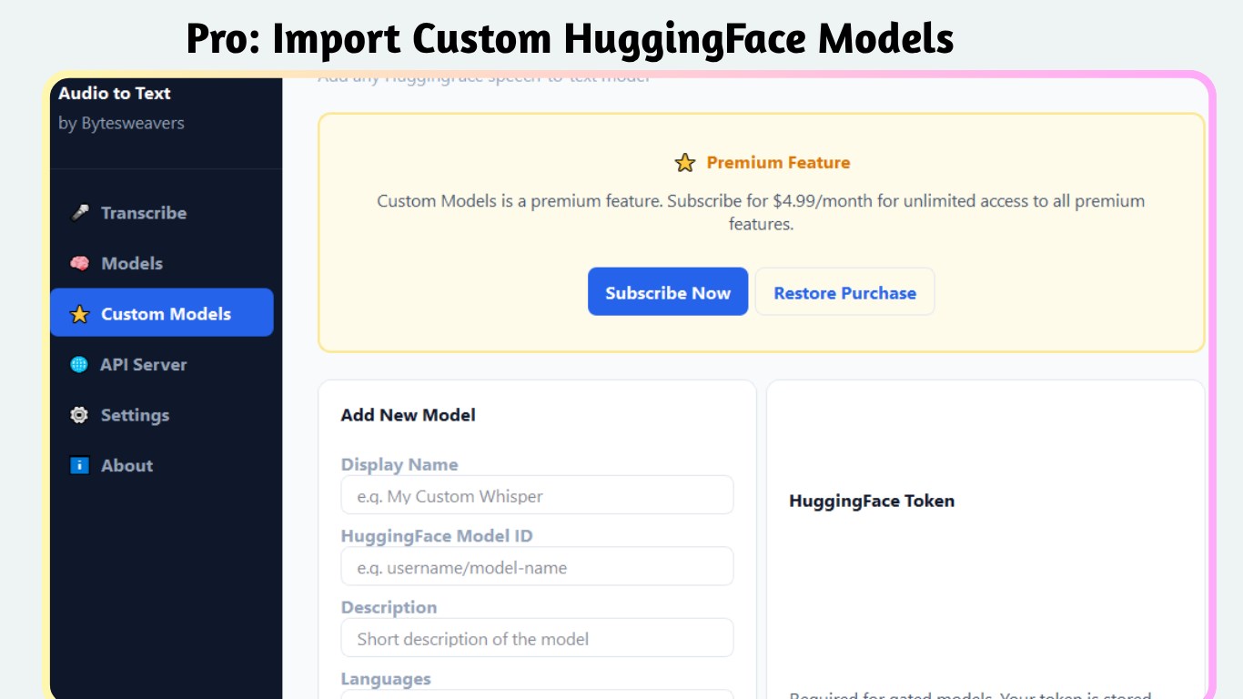 Pro — Import Custom Models