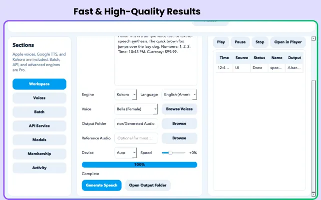 AI Text To Speech Generator Mac batch export