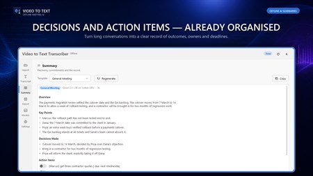 Video to Text export options