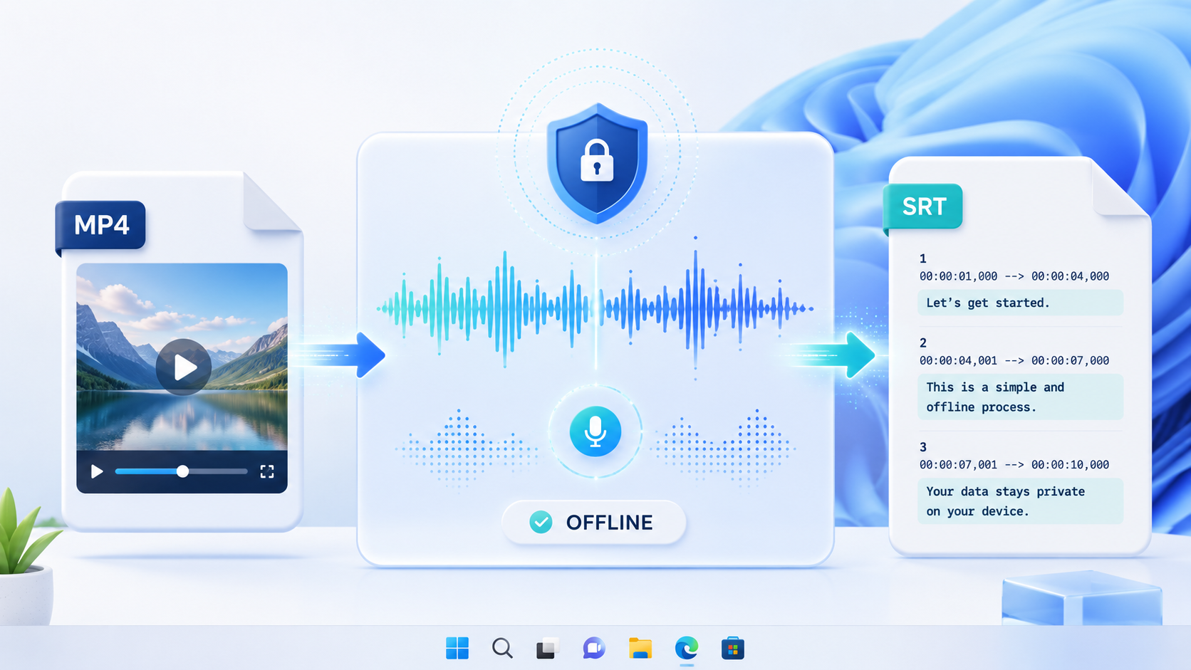 Offline MP4 to SRT subtitle conversion workflow on Windows