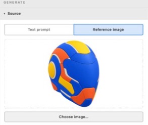 Actual AI 3D Studio source interface Reference image tab and Choose image control