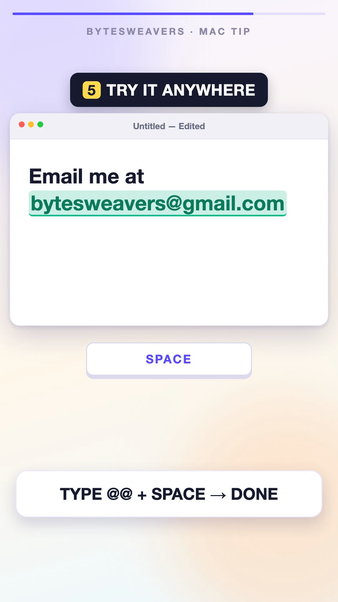 Illustrated email expansion from the @@ shortcut